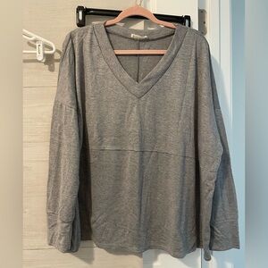 Chic Heather Gray V-Neck Long Sleeve Top- Brand new